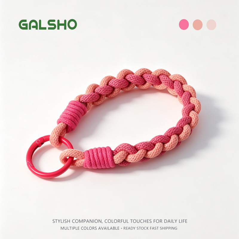 Contrast Color Short Phone Lanyard Outdoor Sturdy Anti-Loss Anti-Fall Keychain Bag Pendant Woven Phone Strap