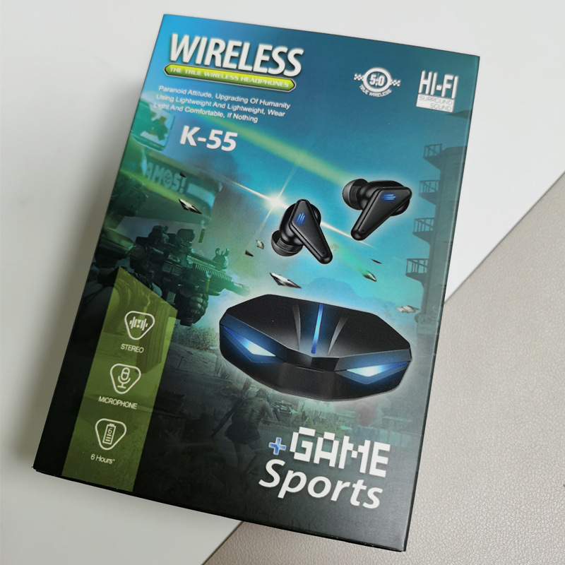K55 wireless tws Bluetooth headset gaming headset sound positioning private mold mobile game low latency Bluetooth headset