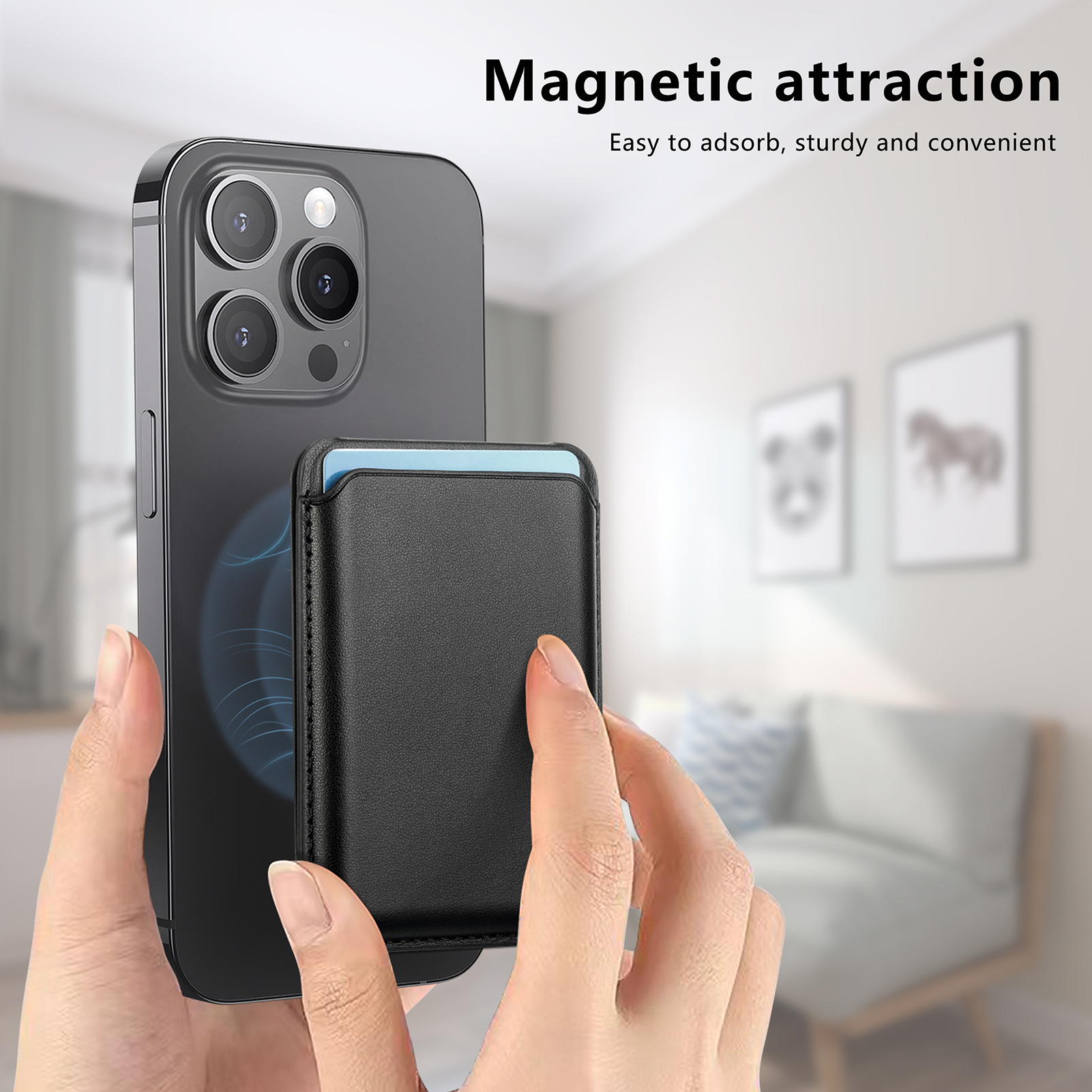 For Apple 17 leather card holder Magsafe strong magnetic up-down flip stand magnetic card holder exquisite packaging