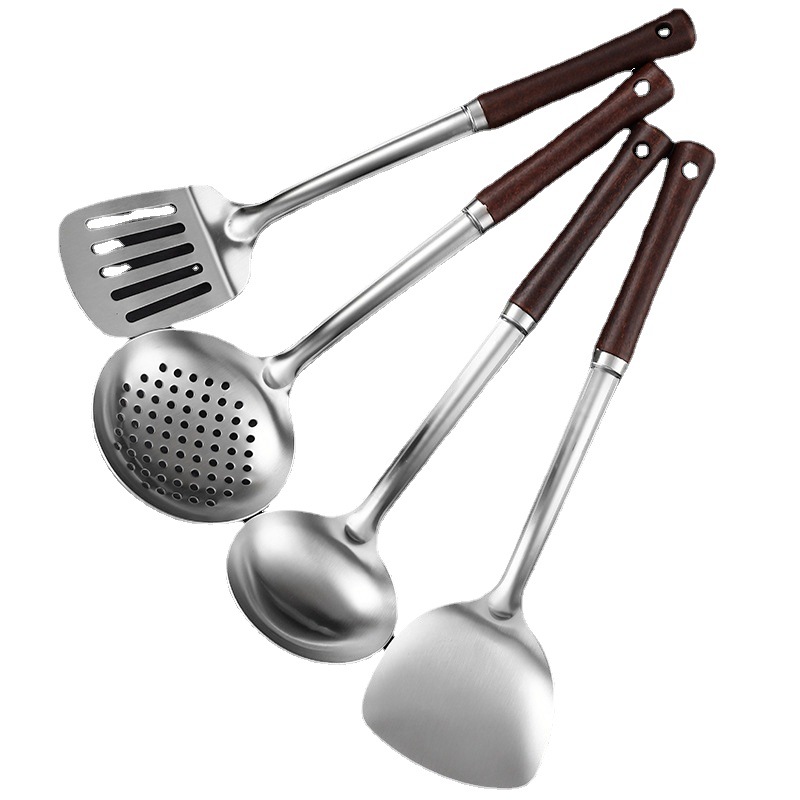 Small waist non-magnetic pot shovel, soup spoon, hot pot spoon, slotted spoon, wooden handle soup spoon, kitchen utensil set, 2 yuan store