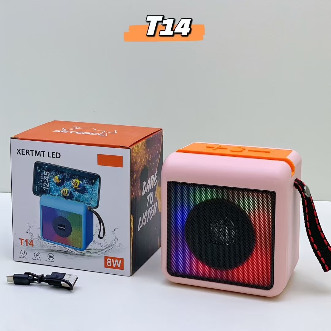 New T14 Handle Bluetooth Speaker Outdoor Wireless Subwoofer Colorful Light Portable Phone Stand Speaker