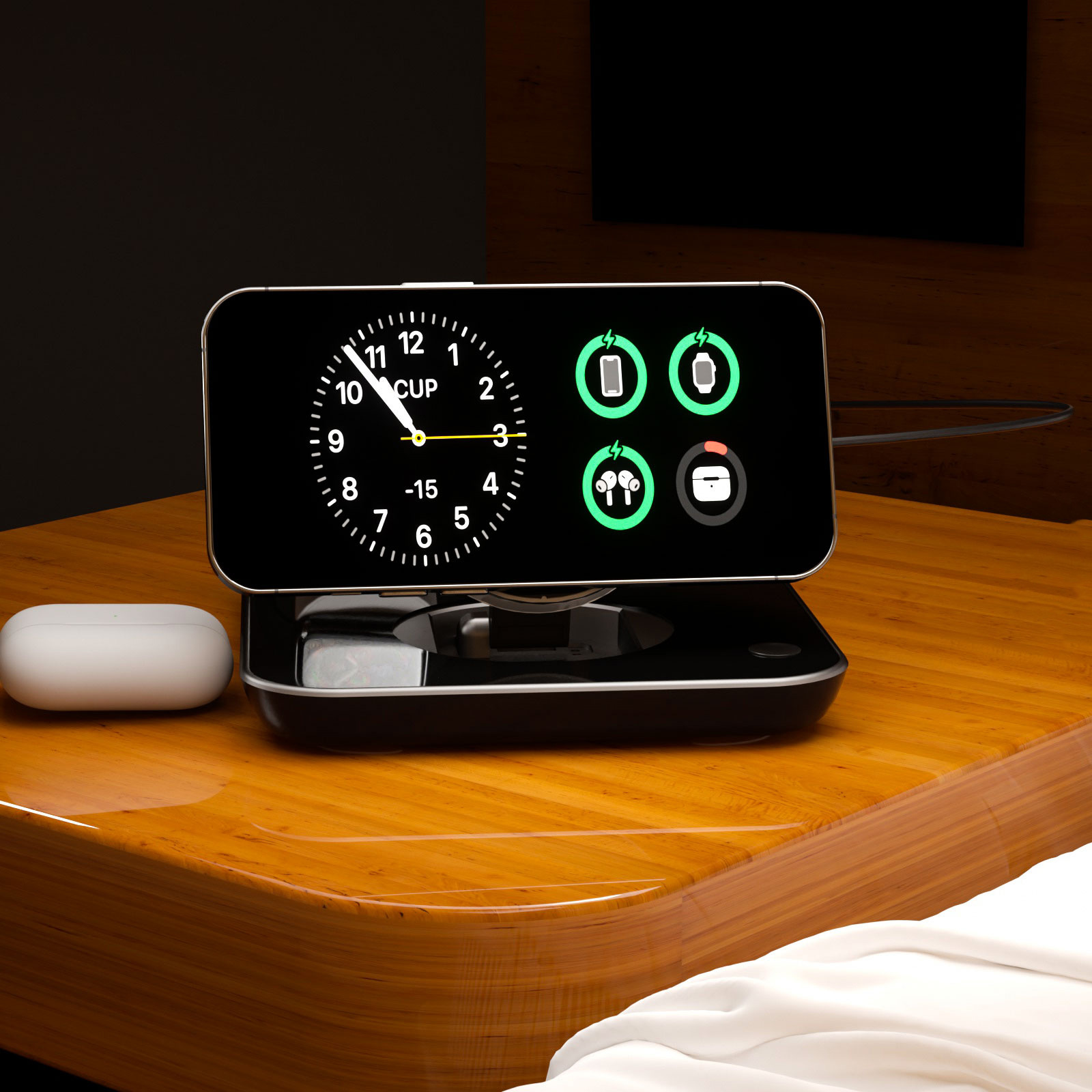 Four-in-One Wireless Charger Compatible with Apple Samsung Phone Watch Earbuds Flash Charging Full Compatibility