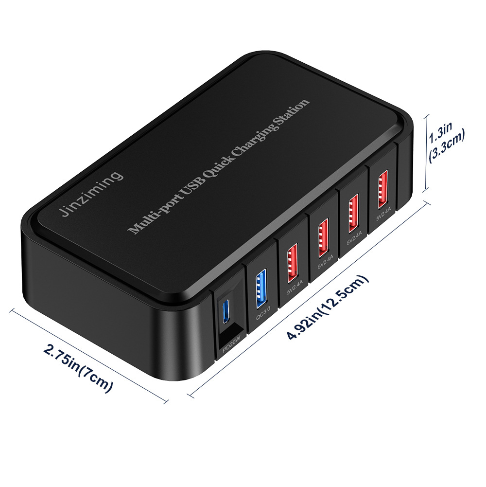 84W 6-port USB plug PD fast charger portable wall charger