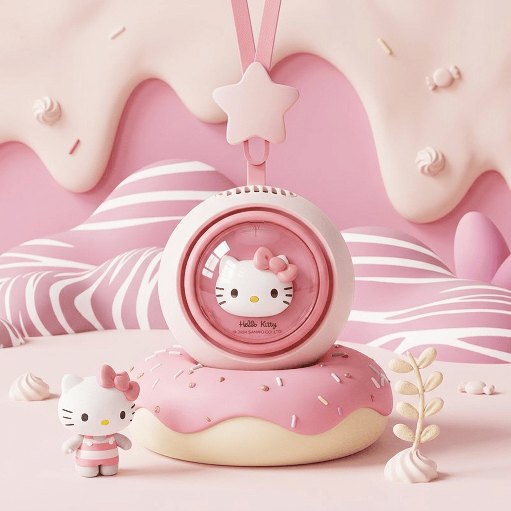 Sanrio Hello Kitty Neck Hanging Small Fan Sanrio Kuromi Children's Bladeless Quiet Long Battery Life Birthday