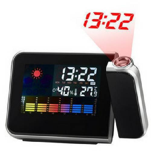 8190 Multifunctional Projection Alarm Clock Bedroom Bedside Clock Lazy Electronic Clock Smart Temperature Humidity Calendar Clock