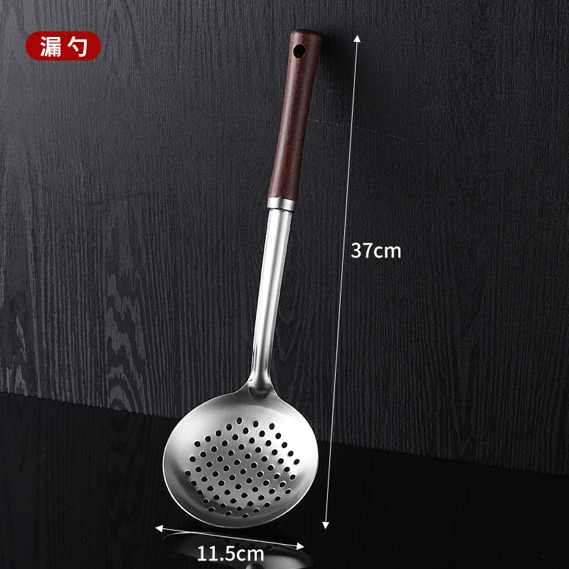 Small waist non-magnetic pot shovel, soup spoon, hot pot spoon, slotted spoon, wooden handle soup spoon, kitchen utensil set, 2 yuan store