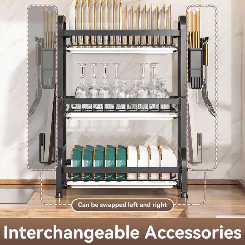 Kitchen storage rack bowl dish plate storage rack countertop drain rack chopstick knife rack multi-function bowl storage cabinet