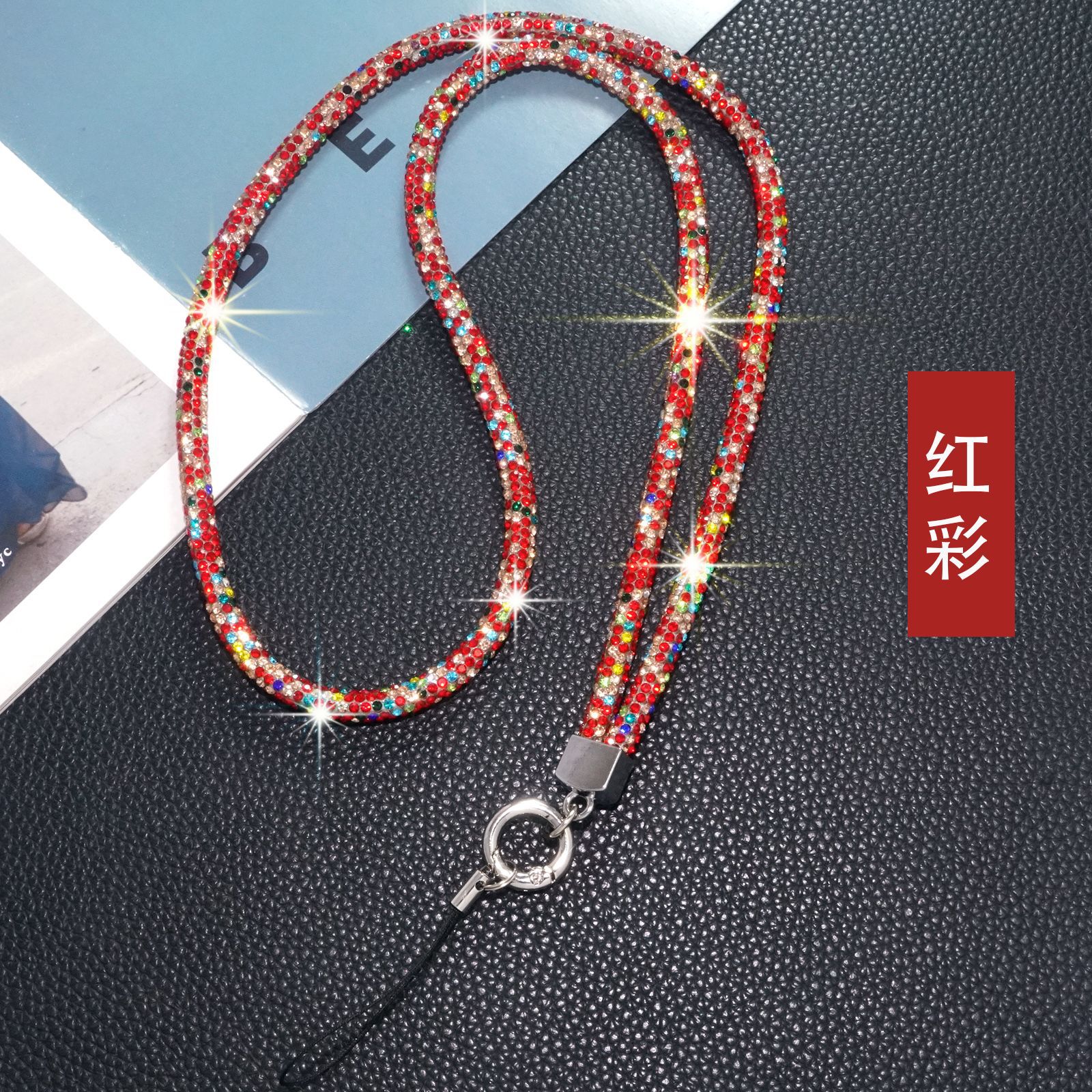 Luxury Rhinestone Phone Lanyard Full Diamond Long Necklace Chain Colorful Diamond Badge Chain New