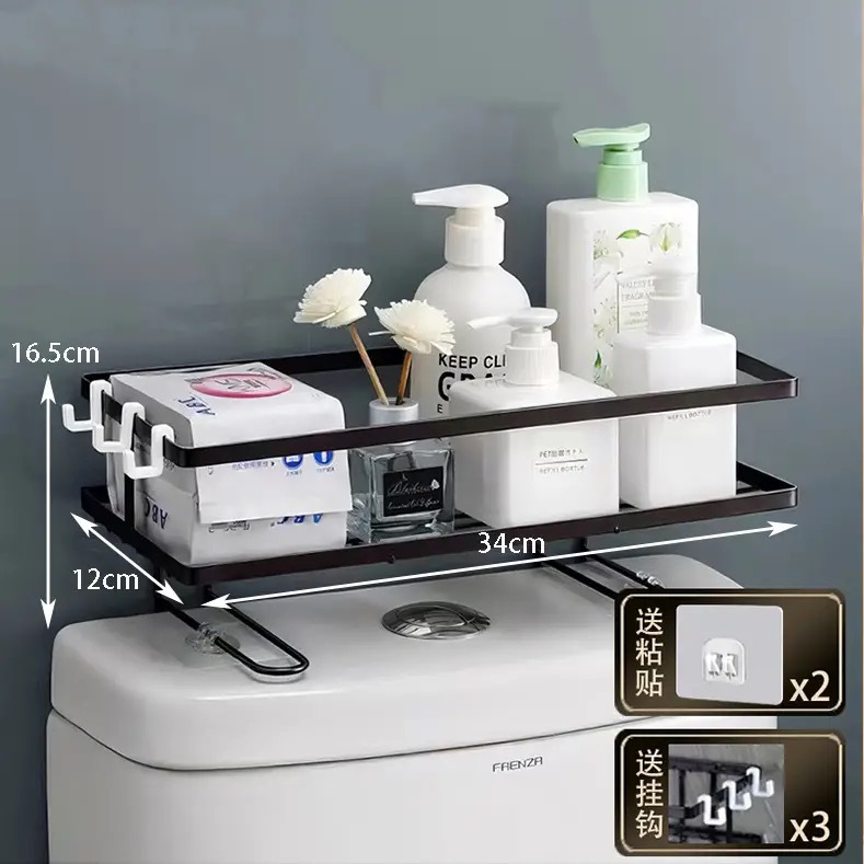 Toilet Shelf: No-Drill Bathroom Storage Rack, Wall-Mounted, Multifunctional Storage for Toilets