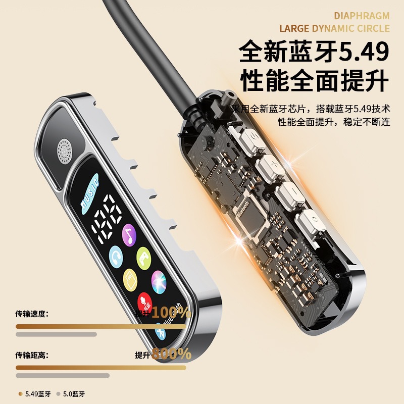 New Neckband Color Screen Bluetooth Earbuds with Voice Changer Wireless Bluetooth Earbuds Can Sing K Song Sports