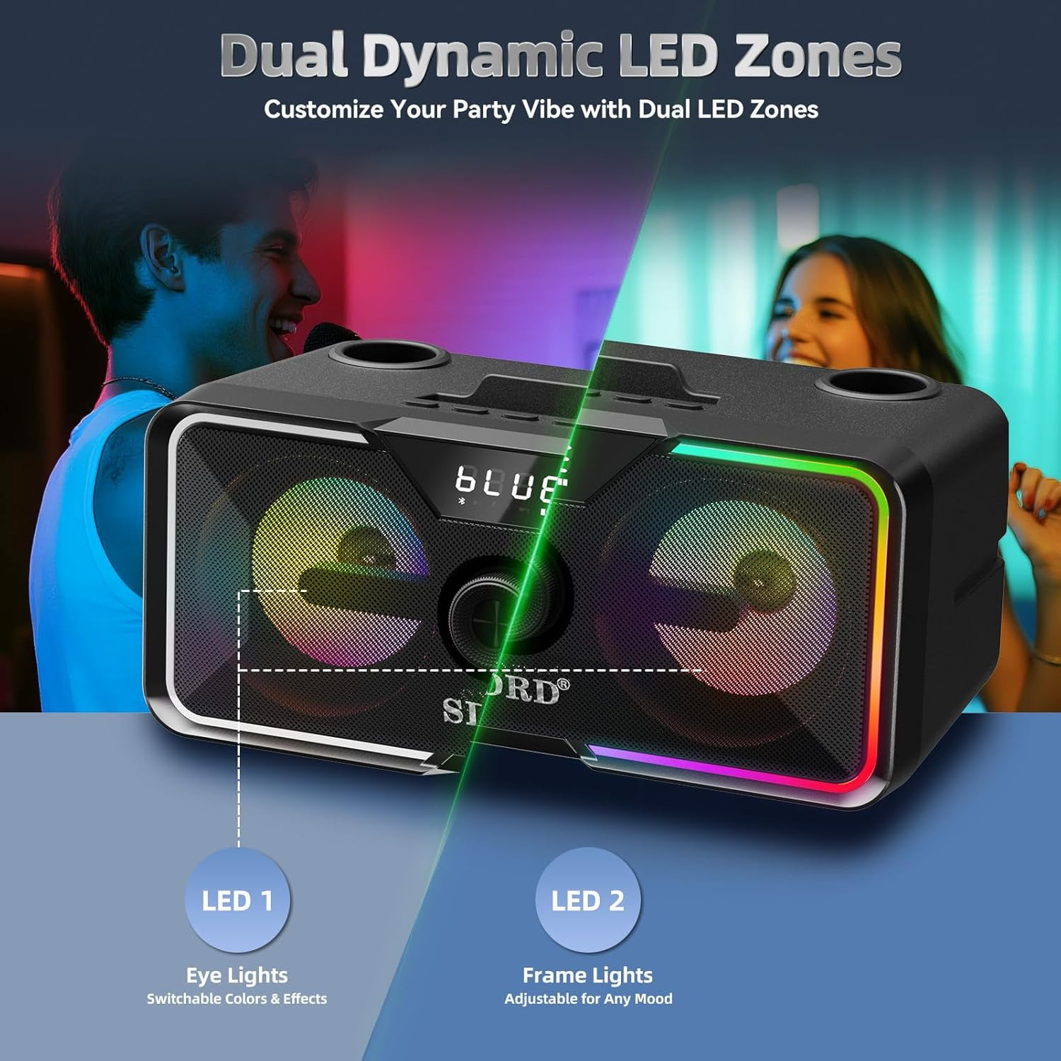 New SD215 Bluetooth Karaoke All-in-One Dual Microphone Mobile Home Bluetooth Speaker Dual Speaker Portable Subwoofer