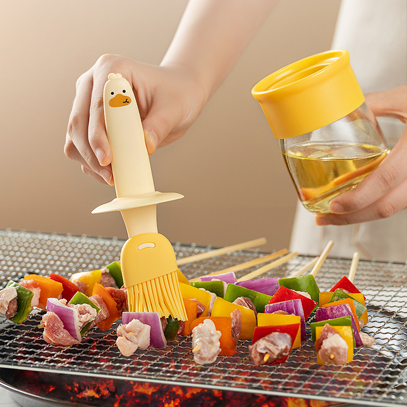 Silicone oil brush, household high-temperature resistant oil brush with bottle, separate oil bottle, outdoor barbecue oil brush integrated oil brush bottle