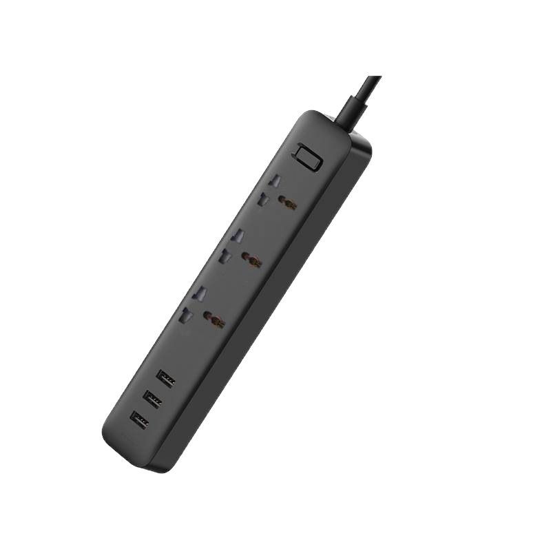 All black new multi-port USB fast charging extension cord universal international socket mobile phone charging extension power strip