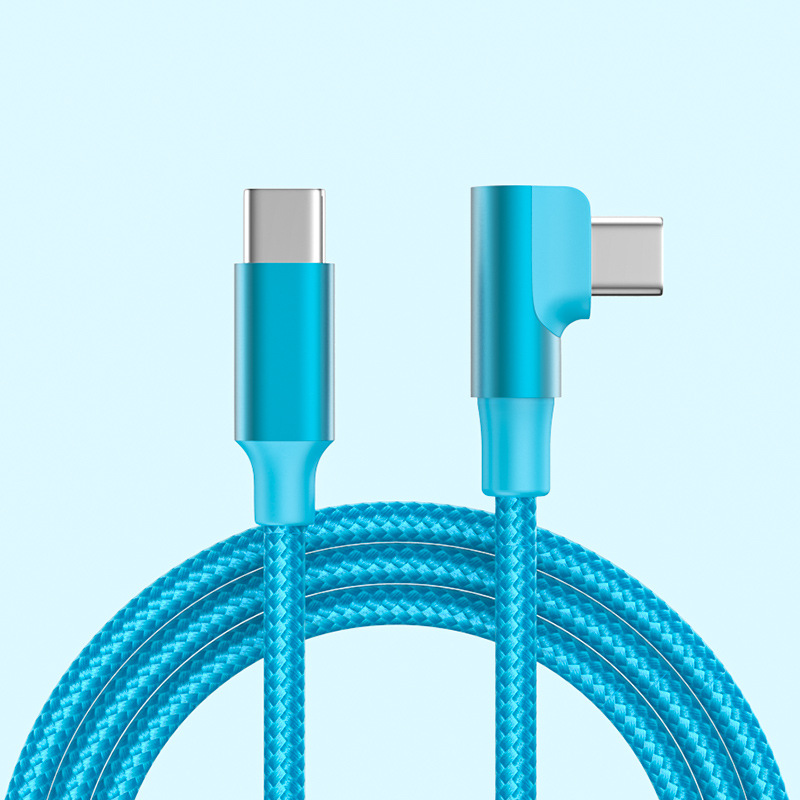 C to C Right Angle 60W Phone Fast Charging Data Cable 3M C-C for iPhone 15 Samsung Huawei Xiaomi