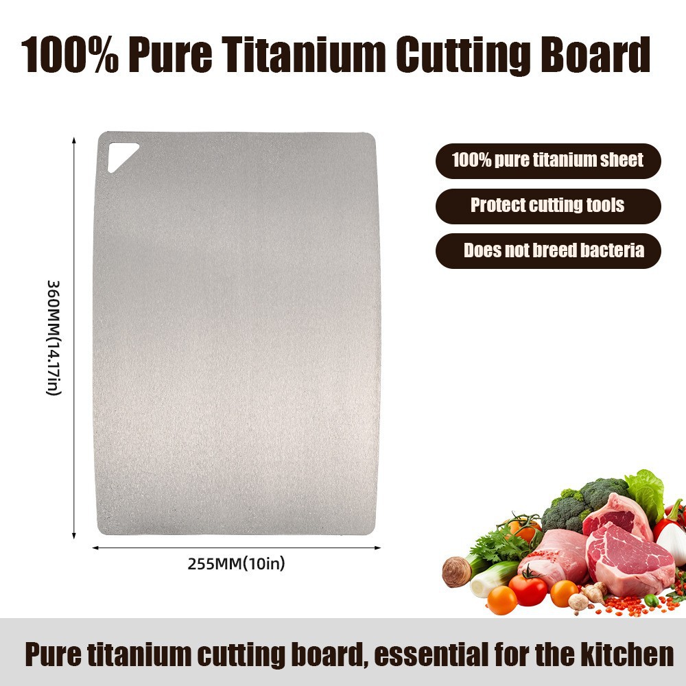 Antibacterial anti-mold ice crystal pure titanium cutting board kitchen meat cutting ice flower crystallization double-sided anti-slip full titanium cutting board