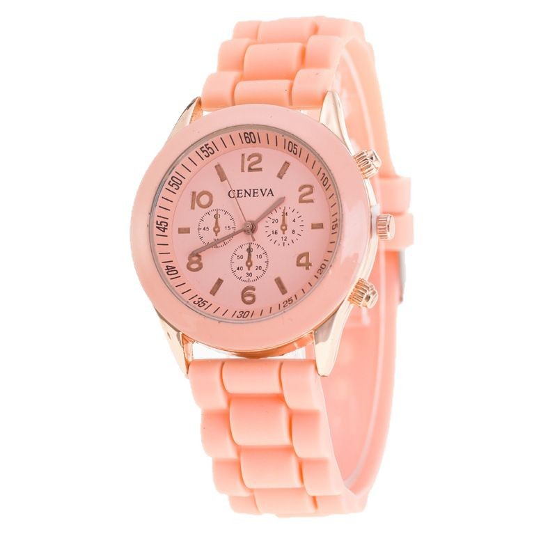 GENEVA Geneva silicone strap women's watch, three-eye ring drill women's watch