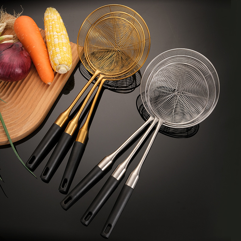 New 201 stainless steel wire strainer black bakelite handle slotted spoon stainless steel large noodle strainer filter spoon household kitchen strainer