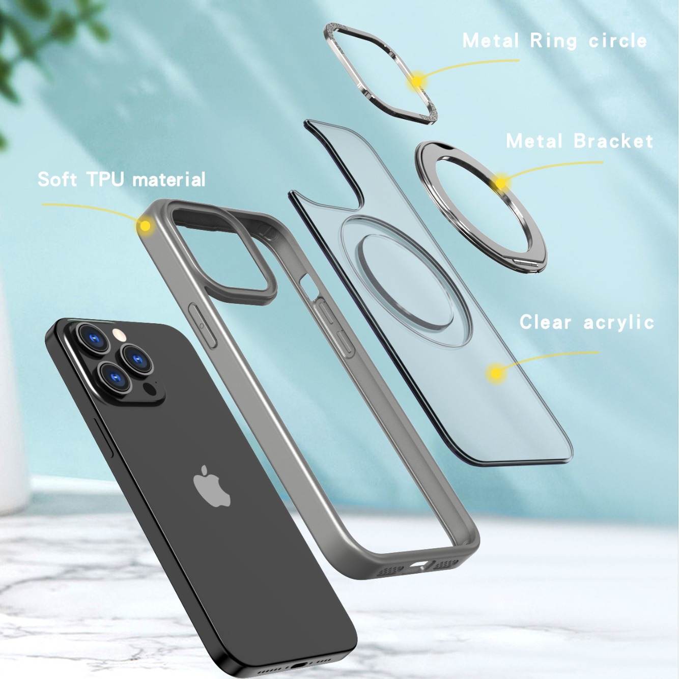 For Apple 17romax Phone Case Magnetic Rotating 360 Stand iPhone16/15/14/13 Protective Case