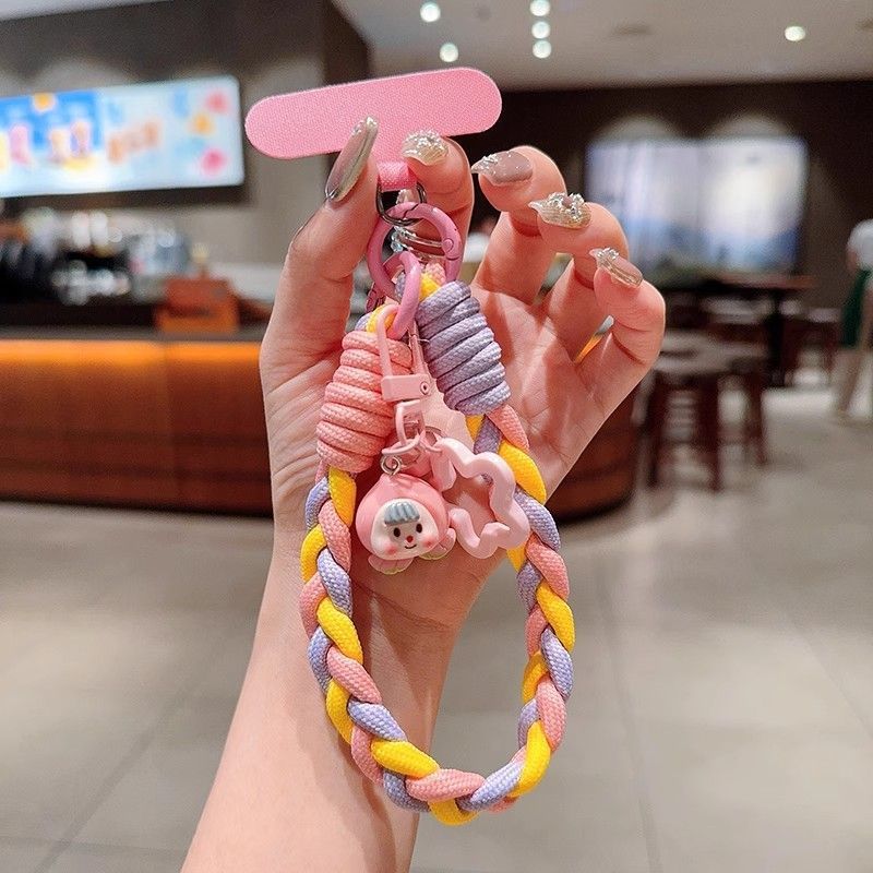Contrast Color Camera Twist Wrist Keychain Phone Outdoor Lanyard Pendant Universal Handheld Woven Sturdy Short Rope