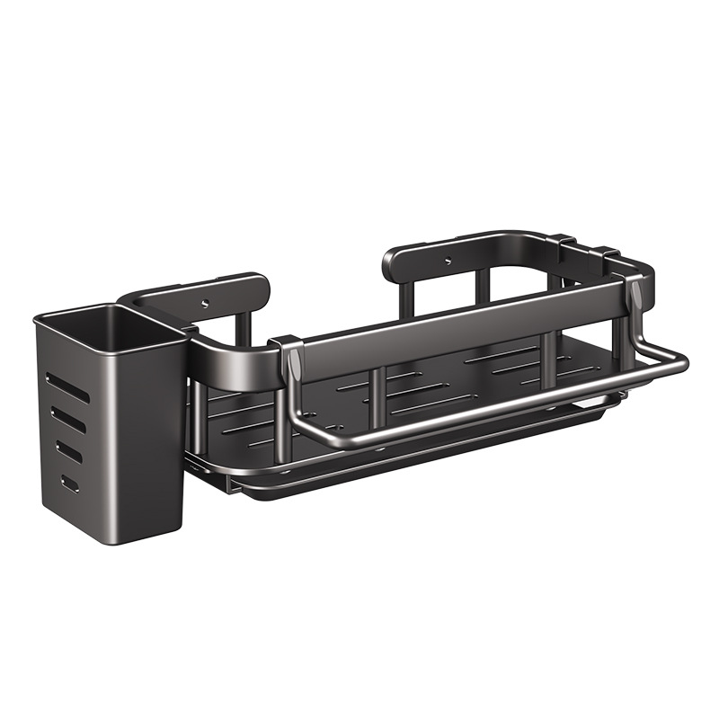 Kitchen sink side storage rack multi-function dishcloth rack no-drilling sink sponge drain rack multi-purpose storage rack