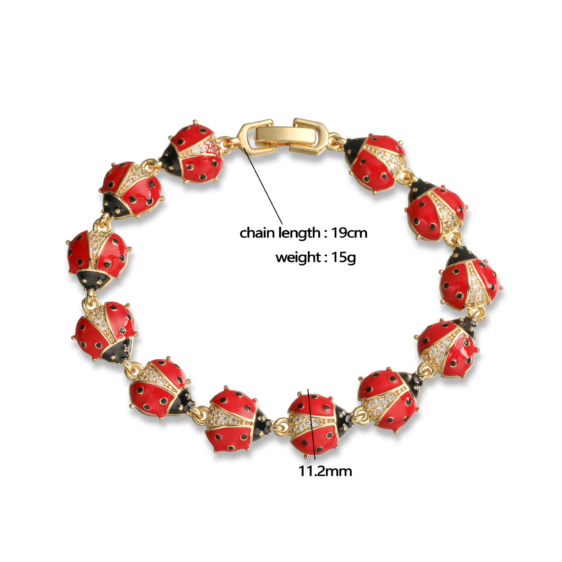 Fresh and Cute Colorful Drip Oil Beetle Daisy Patchwork Bracelet for Women Unique Flower Ladybug Bangle