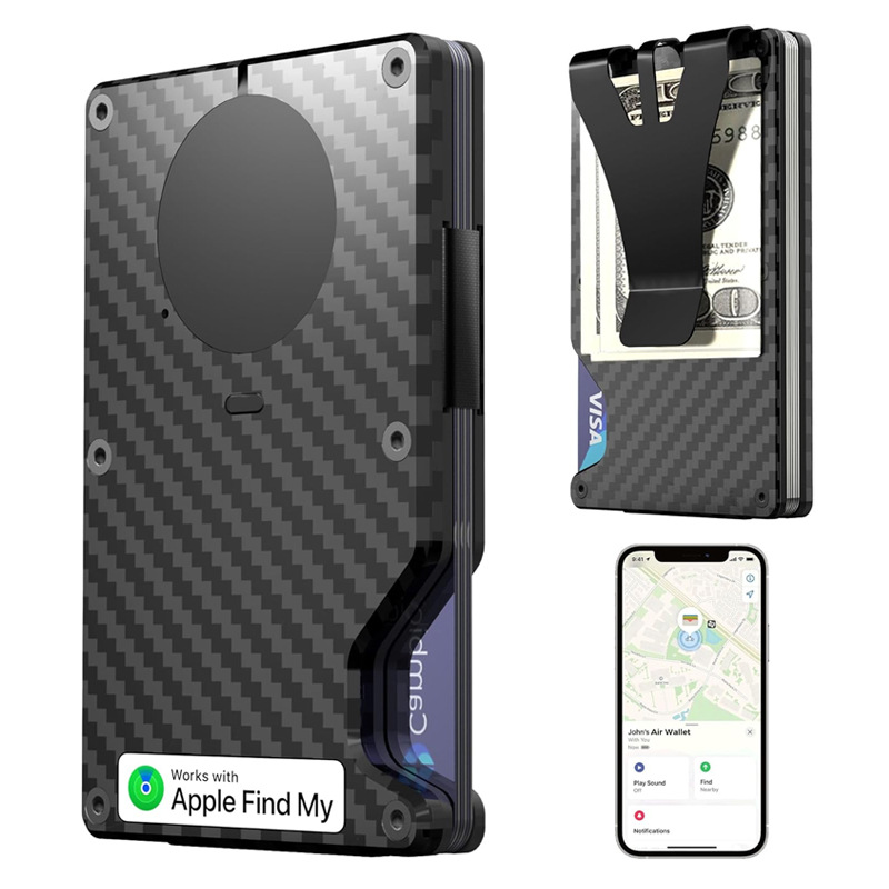 New Metal Money Clip Built-in Apple Find My Locator Chip Anti-Loss Card Clip Metal Wallet