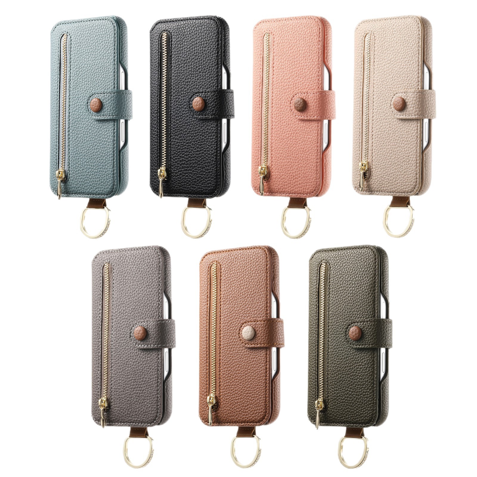 Leather grain plain leather back adhesive flip phone case for Apple 18 phone case card slot iPhone18 case