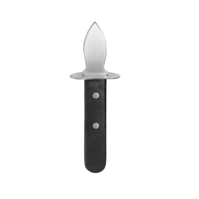 Stainless steel oyster knife, oyster knife, oyster knife, scallop knife, thick blade kitchen shell opener, wooden oyster stand