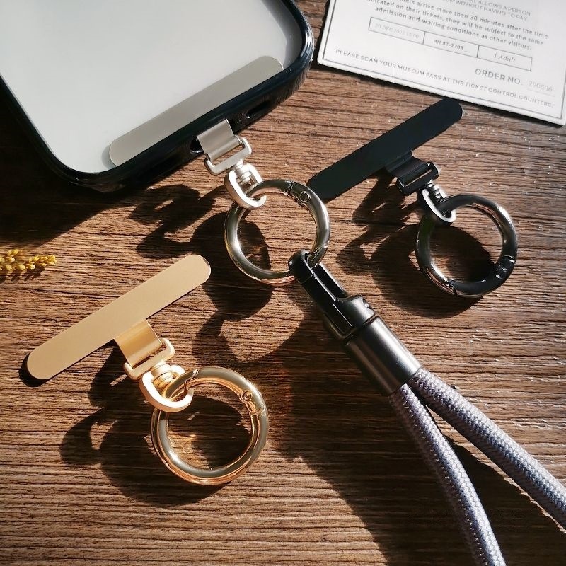 Phone Lanyard Pad Metal Rhinestone Round Buckle Rotating Phone Chain Clip Thin Not Bulging Case Not Affecting Charging