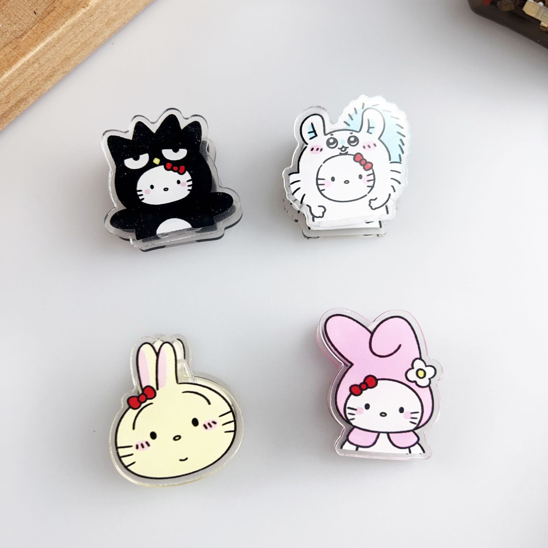 KT Collaboration Cartoon Note Clip Sanrio Cartoon Double-sided Acrylic PP Clip Exam Paper Document Clip