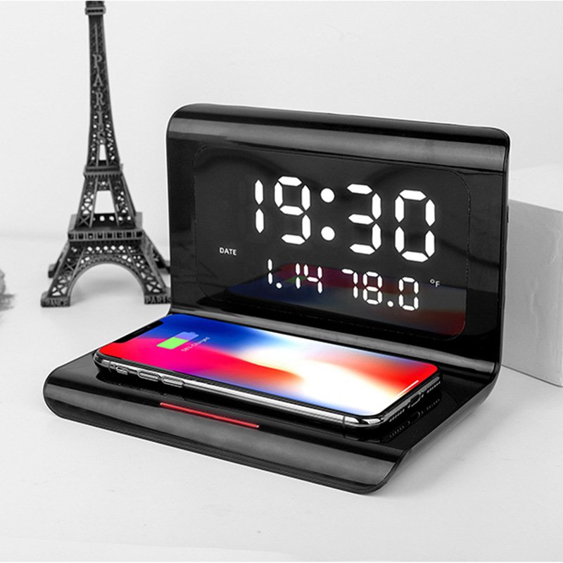 Desktop alarm clock wireless charger multi-function charger clock function three-in-one clock wireless charger