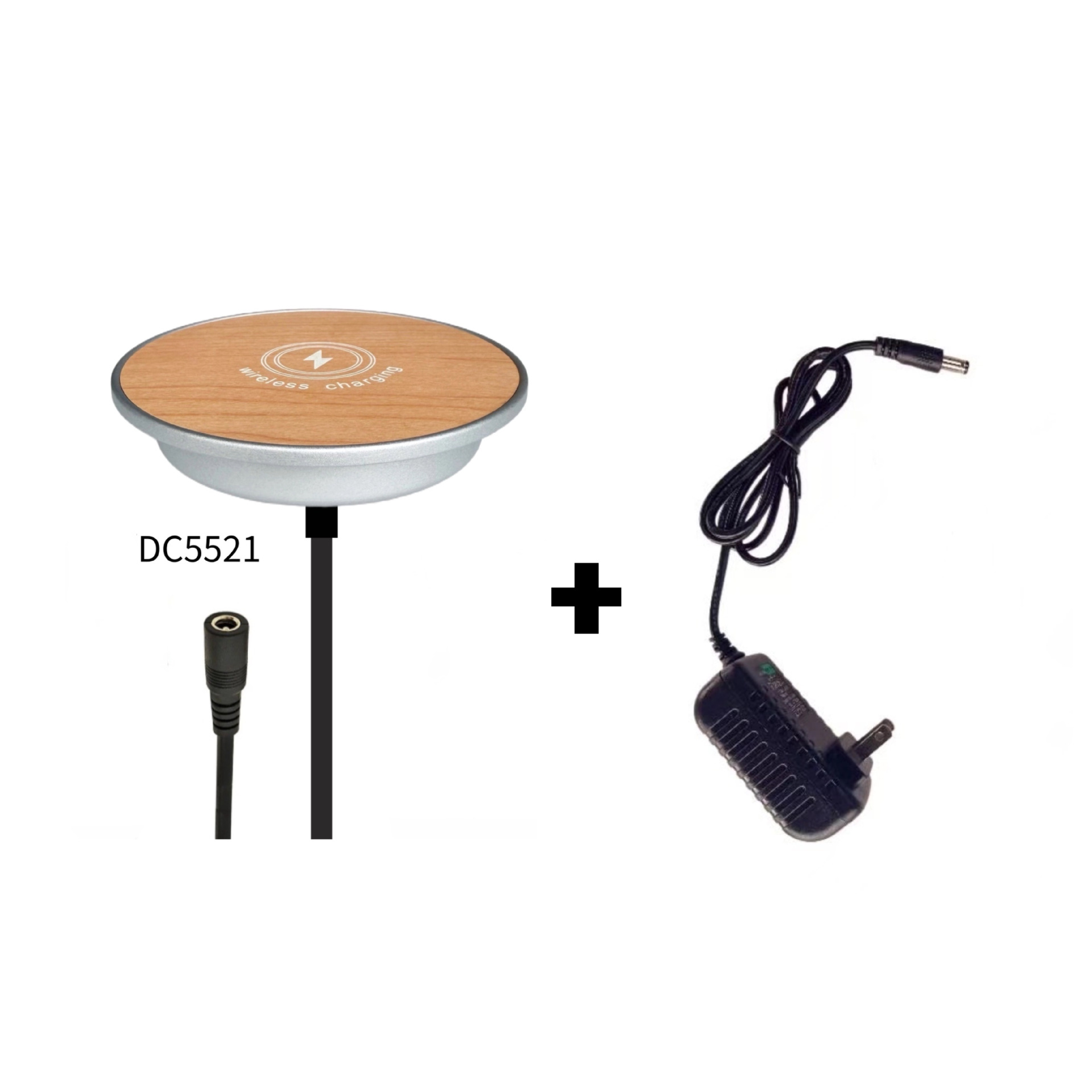 Wood grain desktop embedded magnetic wireless charger suitable for work clothes furniture car office desk hotel Qi15W
