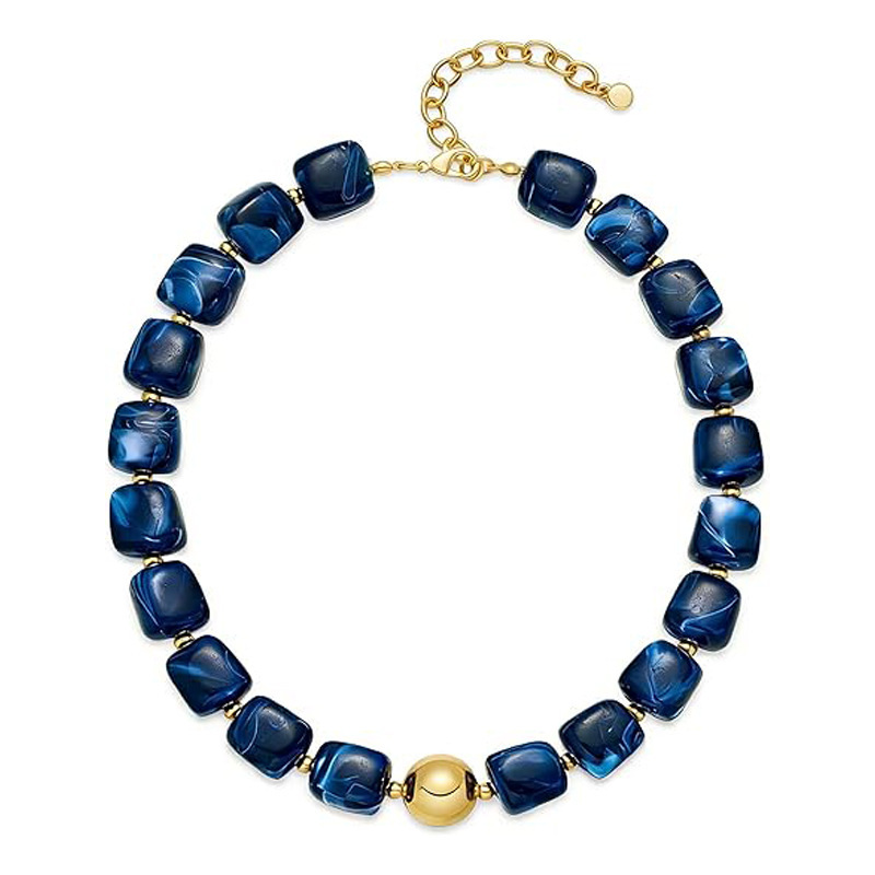 New Exaggerated Style Large Heart Glass Pendant Crystal Contrast Color Bead Bracelet Acrylic Bead Necklace