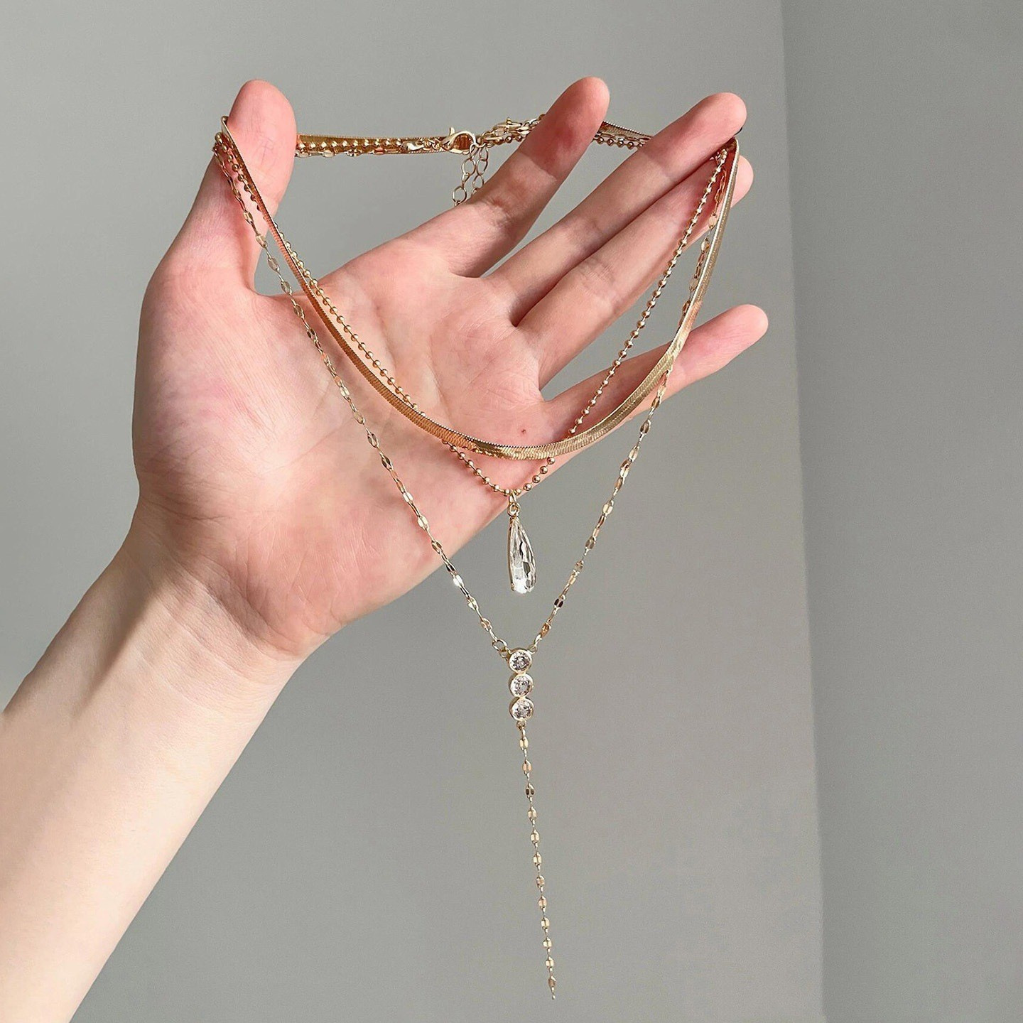 Bohemian Style Multi-Layer Bead Necklace for Women Exquisite Collarbone Chain Layered Necklace