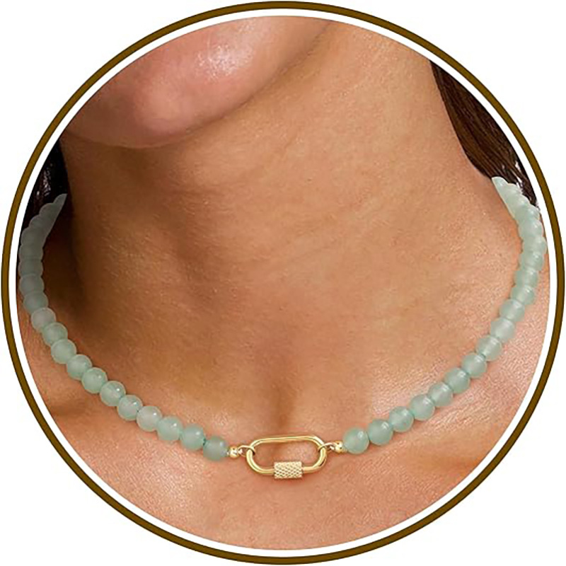 2026 Natural Stone Bead Necklace New Simple Collarbone Chain