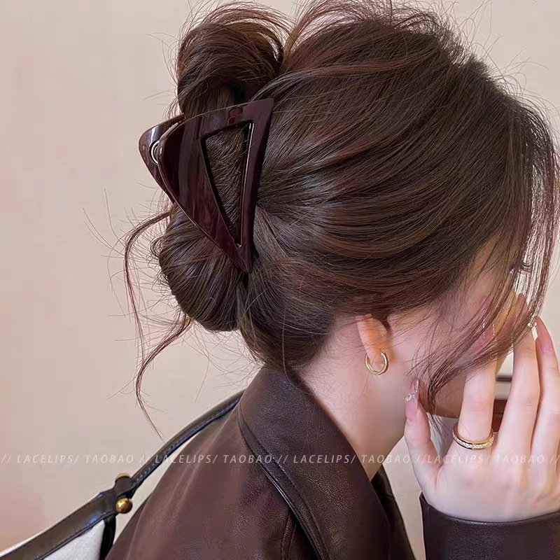 Brown large claw clip for women back of head bun clip for thick hair hair clip hair accessory