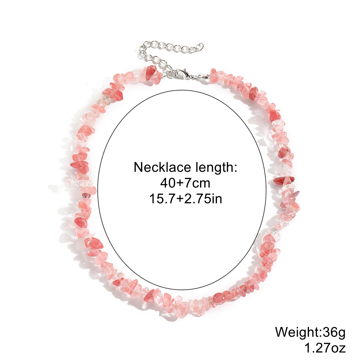 Dopamine colorful gravel necklace handmade bead Bohemian style natural stone necklace