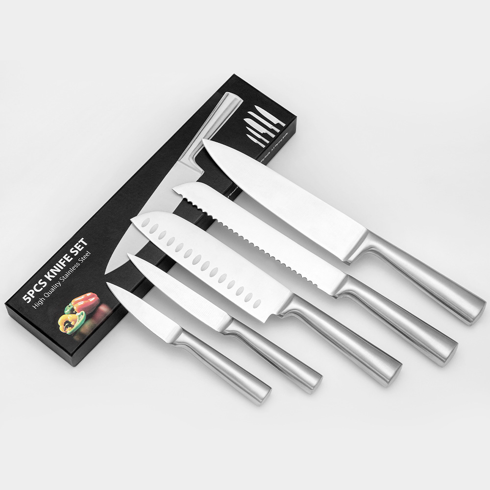Jiakang Knife Set Full Steel Five-Piece Knife Stainless Steel Chef Knife Kitchen Vegetable Knife Hollow Handle Knife