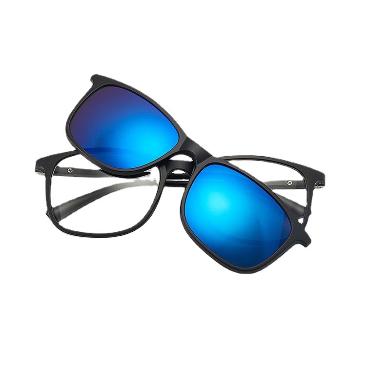 Polarized sunglasses for men and women, new TR90 frame, five-piece set, black night vision magnetic clip-on sunglasses