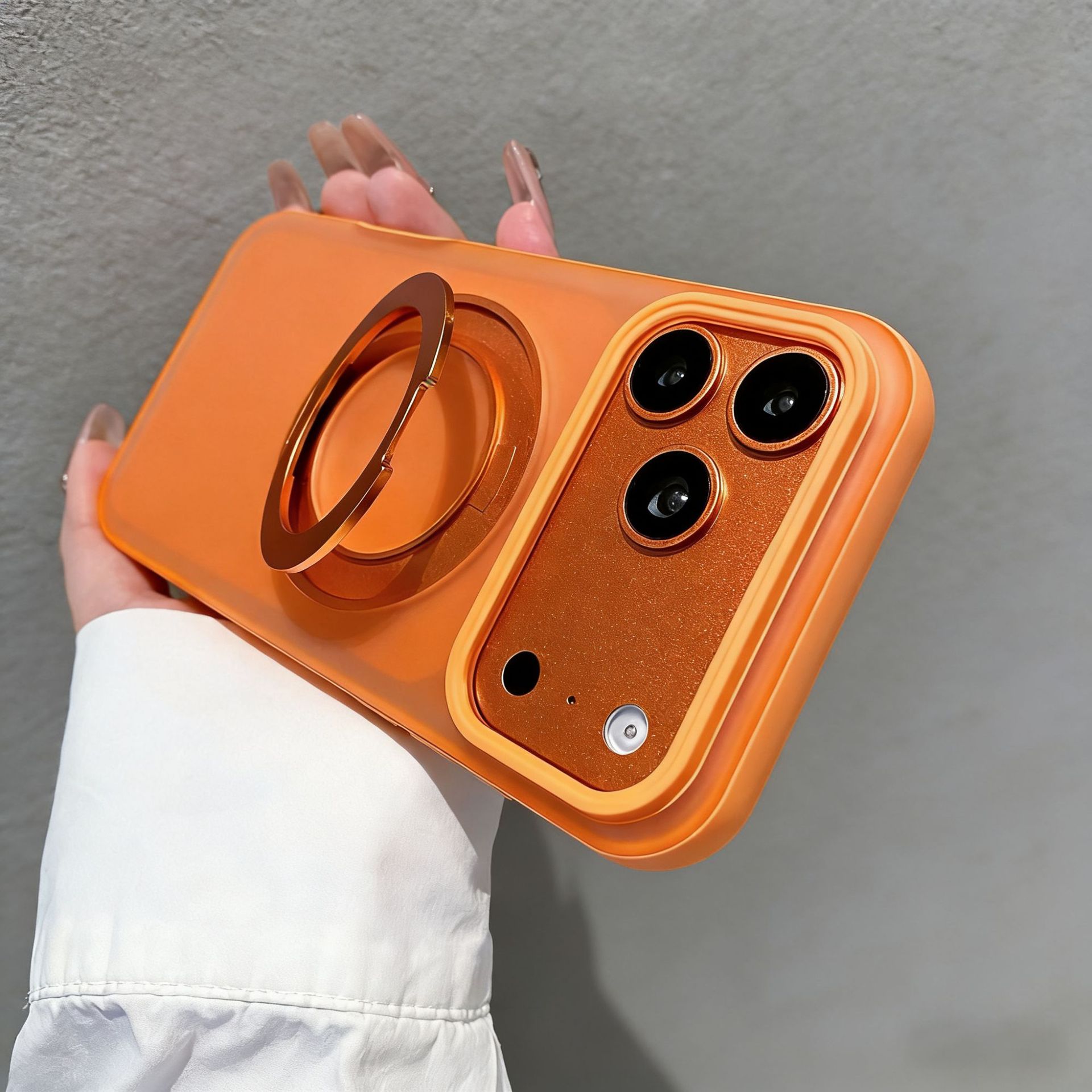 Applicable iPhone 17 Pro Max fulcrum case Apple 16 matte frosted 360 rotating bracket magnetic phone case