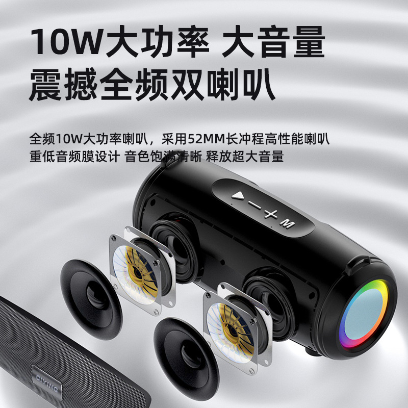 New Color Light Bluetooth Speaker Wireless Portable Plug-in Card Outdoor Small Speaker Home Loud Dual Speakers Subwoofer