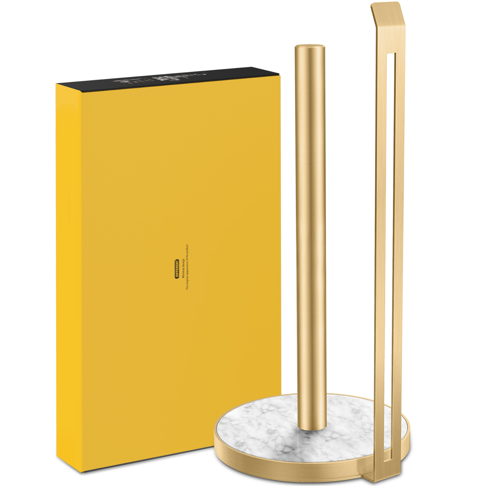 Kitchen paper towel holder marble Nordic stainless steel paper towel holder plastic wrap holder desktop storage rack vertical no-drilling