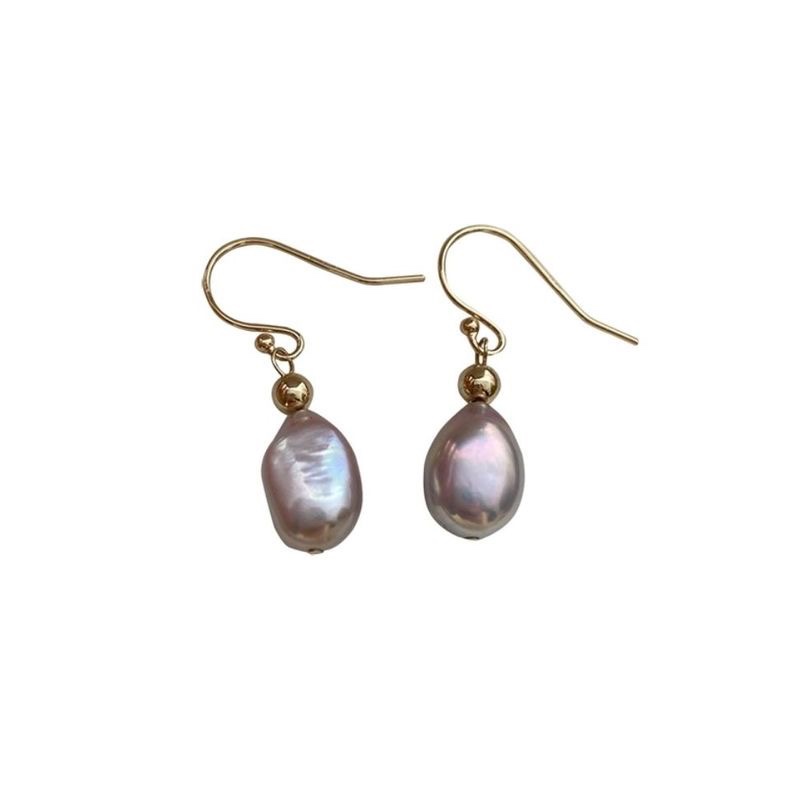 Natural baroque irregular lavender romantic light purple pearl earrings elegant studs for women