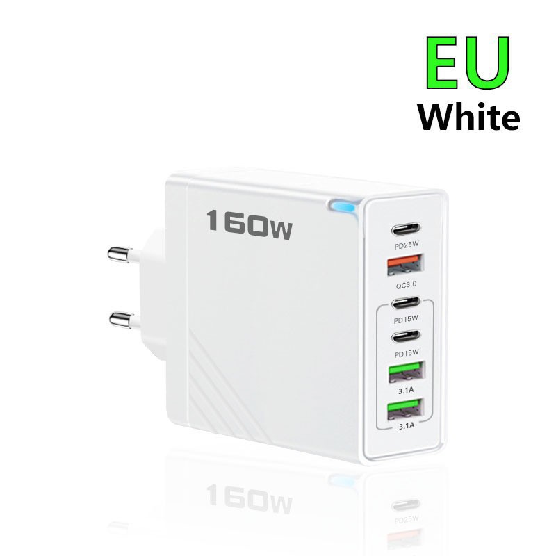160W Multi-Port PD Fast Charger 3USB+3TYPE-C UK Plug for Apple Huawei Xiaomi Plug