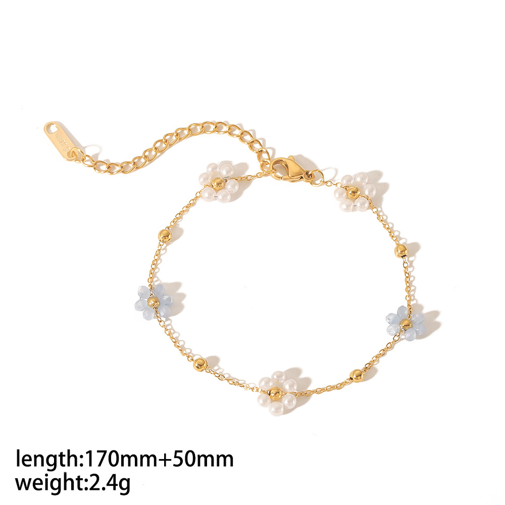 New cute flower bracelet 18K gold stainless steel simple design jewelry women