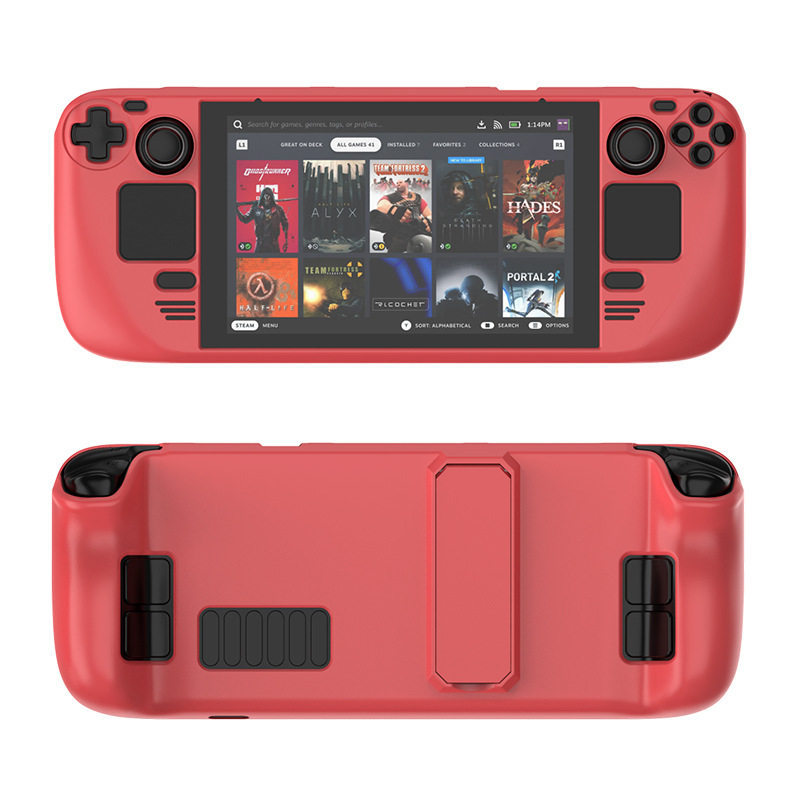 Steam Deck protective case, OLED handheld console integrated hard case, protective case with stand, full coverage heat dissipation accessories