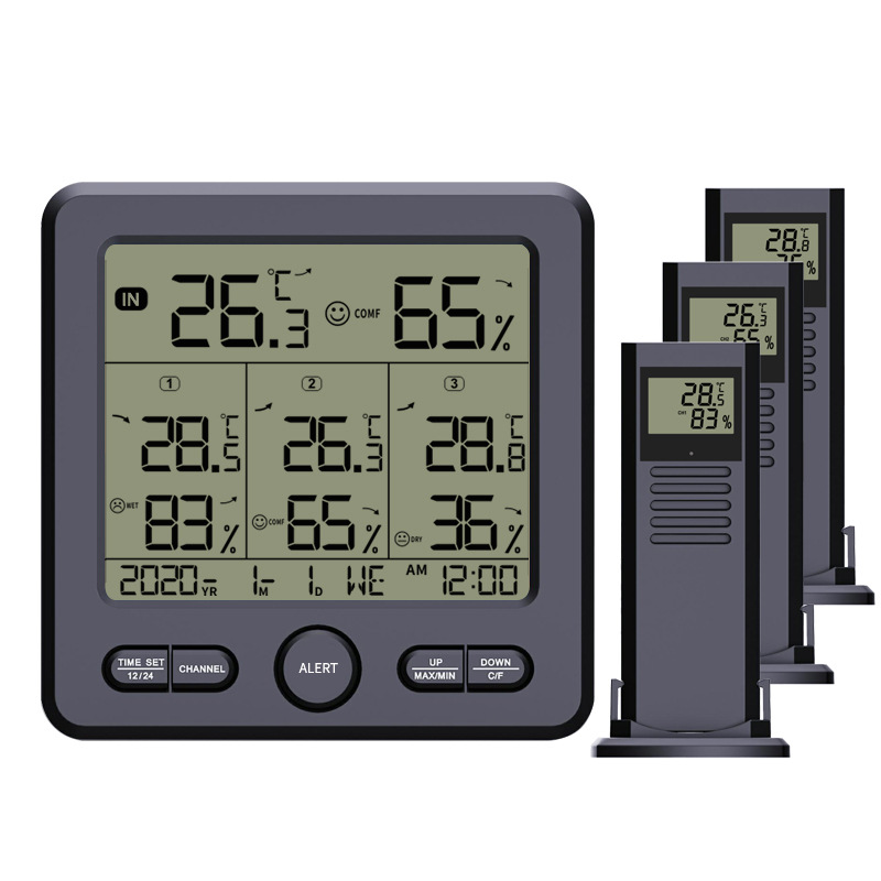 One-to-Three High Precision Color Alarm Multifunctional Electronic Digital Indoor Outdoor Thermometer Hygrometer