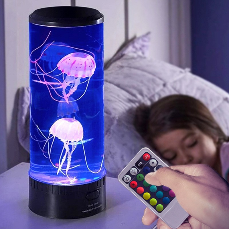 Simulated Medium Jellyfish Lamp Remote Control Color Changing USB Plug-in Night Light LED Decorative Night Light