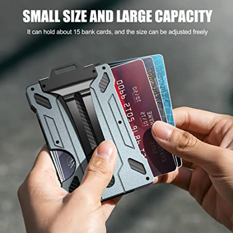 New Aluminum Alloy Card Holder Transparent Badge RFID Metal Wallet Work ID Card Clip with Badge Slot
