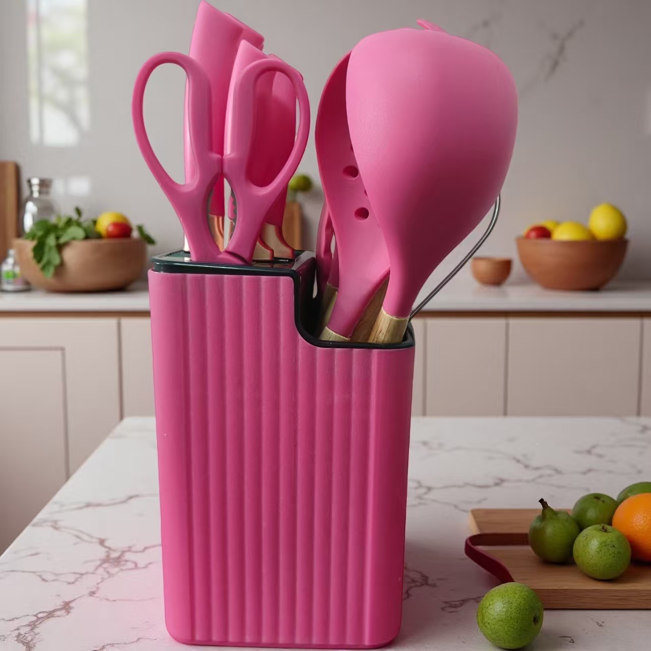 Knife holder knife set silicone 21-piece non-stick multifunctional kitchen utensil vertical rotating base silicone set